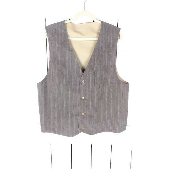 Vintage tan beige pin striped mens suit vest / formal mens vest - Picture 2 of 3